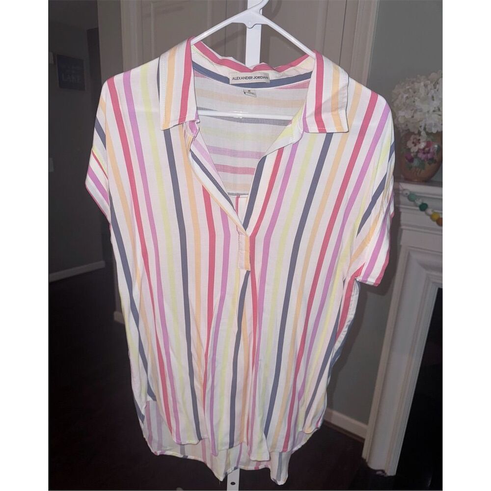 Alexander Jordan Women's Multicolor Striped Button-Up Shirt Size M‎
